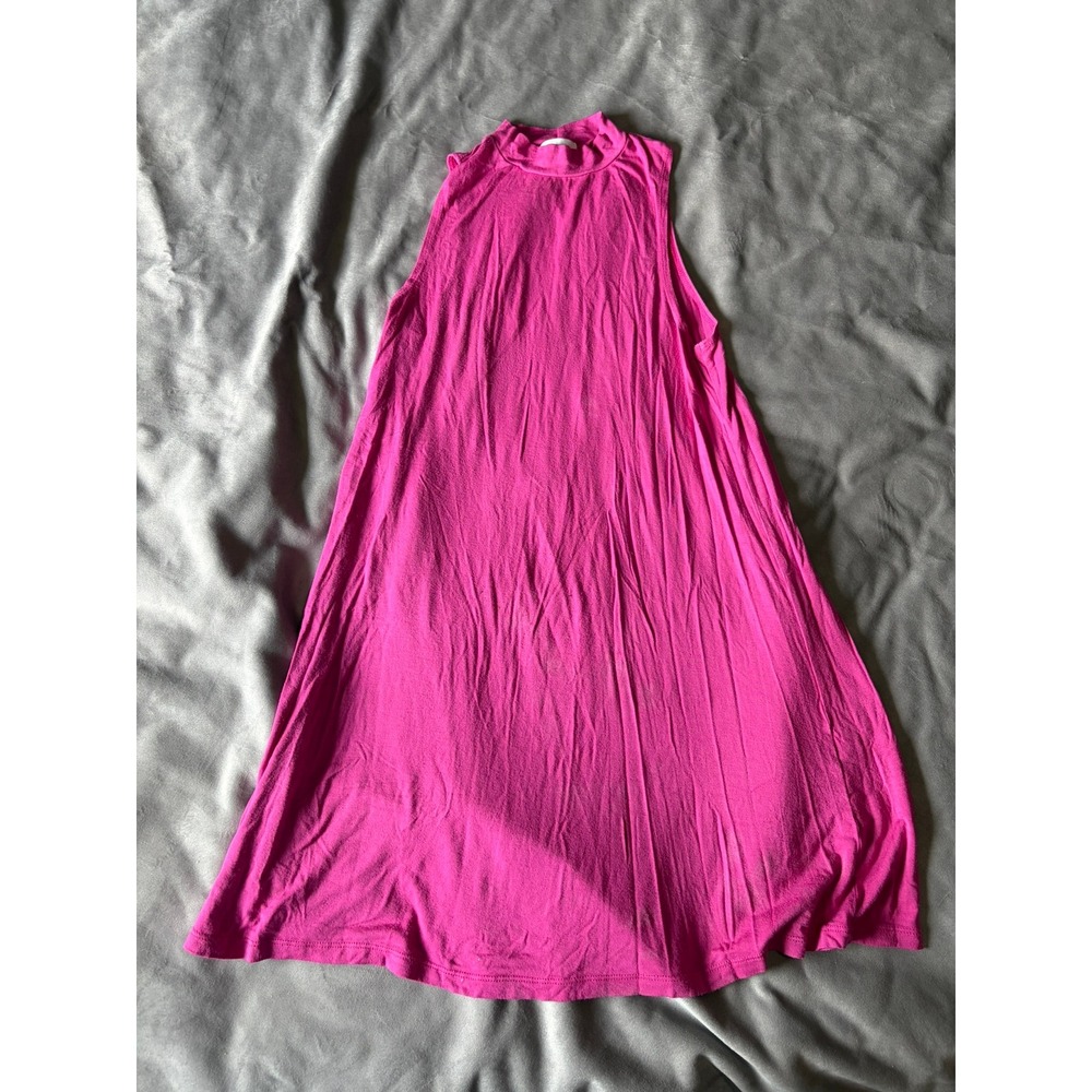 Abound Womens Mock Neck Sleeveless Swing Dress Magenta Pink XS